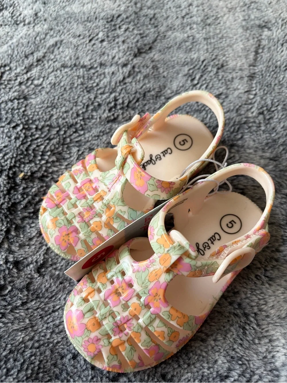 Cat & Jack Floral Jelly Sandals in Pink, Green & Orange